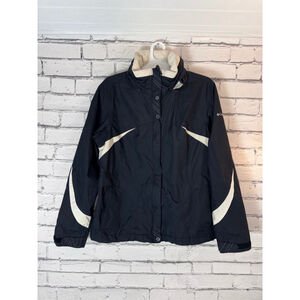 Women's Columbia Ski Jacket Interchange Black & White Coat Snow Jacket size XL